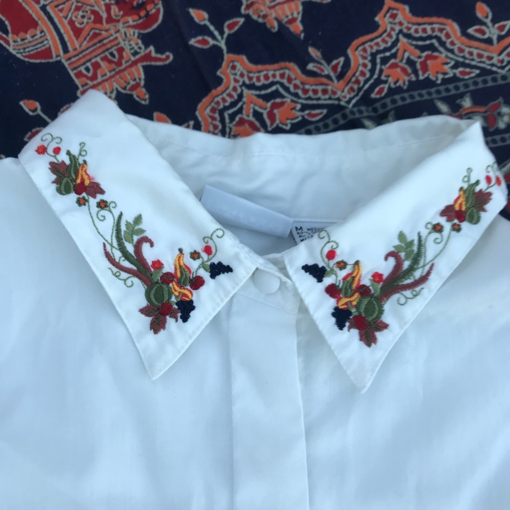 basic editions embroidered blouse